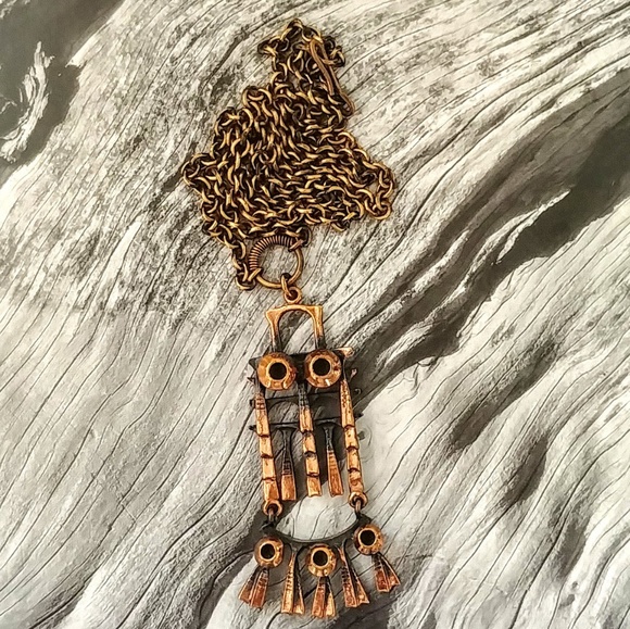 Sarpaneva Jewelry - Vntg Mid Century Modern P. SARPANEVA Owl Necklace MCM